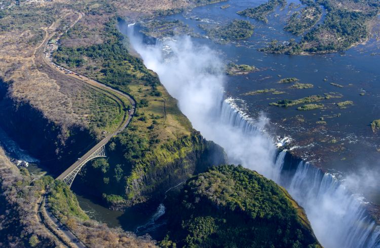 Aerial shots of the Victoria Falls, Southern Africa